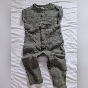 Baby Organic Cotton Gauze Jumpsuit - Little Planet by Carter's, olive green